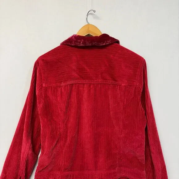 J Jill Women Corduroy Jacket Size Medium Red C036 -29 - Picture 13 of 16